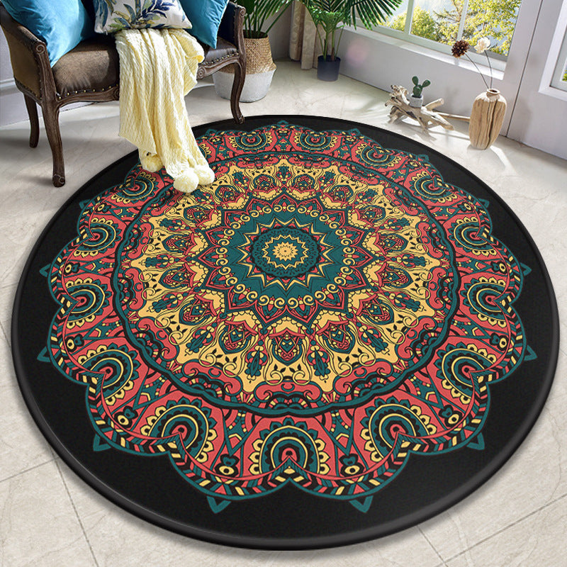 BowLift | Colorful Mandala Carpet Polyester Turkish Indoor Carpet Non-Slip Back Machine Washable Pet-Friendly Rug for Seating Area