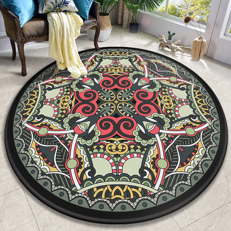BowLift | Colorful Mandala Carpet Polyester Turkish Indoor Carpet Non-Slip Back Machine Washable Pet-Friendly Rug for Seating Area