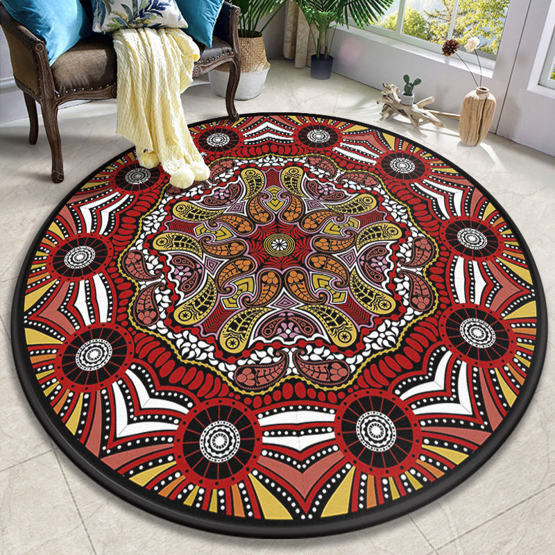 BowLift | Colorful Mandala Carpet Polyester Turkish Indoor Carpet Non-Slip Back Machine Washable Pet-Friendly Rug for Seating Area
