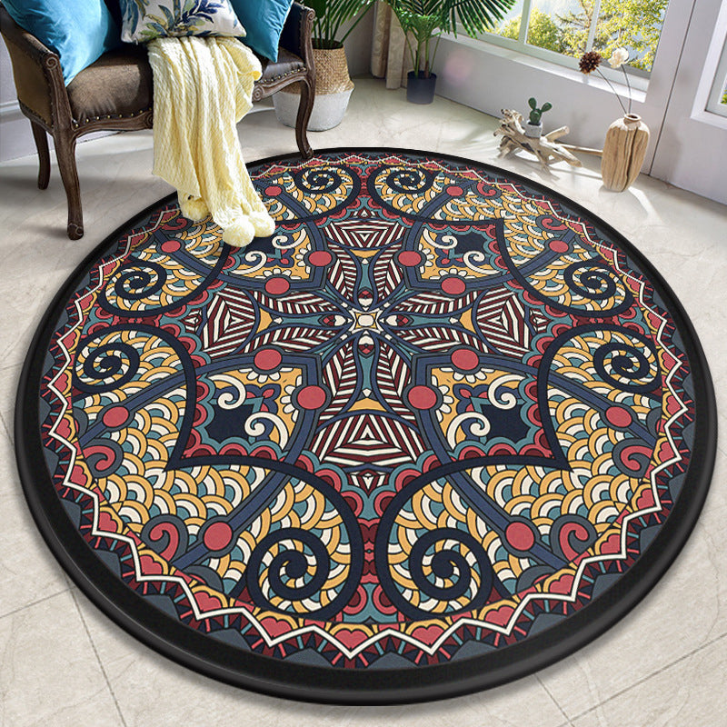BowLift | Colorful Mandala Carpet Polyester Turkish Indoor Carpet Non-Slip Back Machine Washable Pet-Friendly Rug for Seating Area