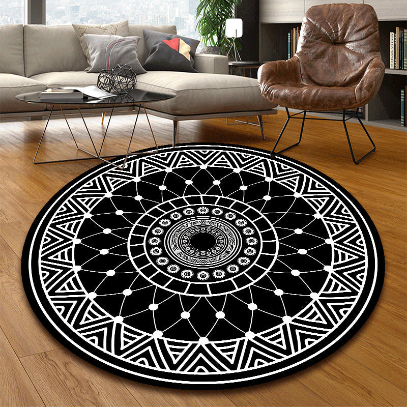 BowLift | Classic Multicolor Mandala Rug Polypropylene Moroccan Rug Stain Resistant Machine Washable Non-Slip Rug for the Door