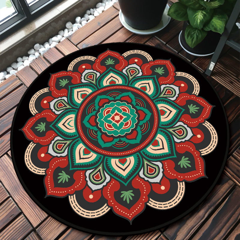 BowLift | Classic Multicolor Mandala Rug Polypropylene Moroccan Rug Stain Resistant Machine Washable Non-Slip Rug for the Door