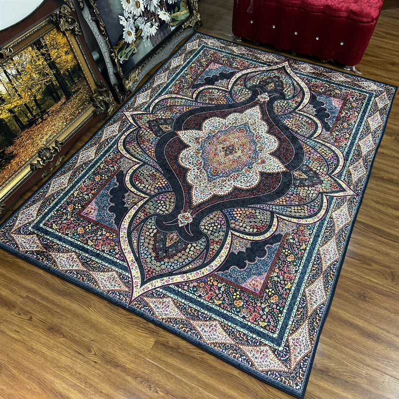 BowLift | Glam Persian Indoor Dress Multicolored Floral Pattern Dress Non-Slip Back Machine Washable Pet Friendly Carpet for Living Room