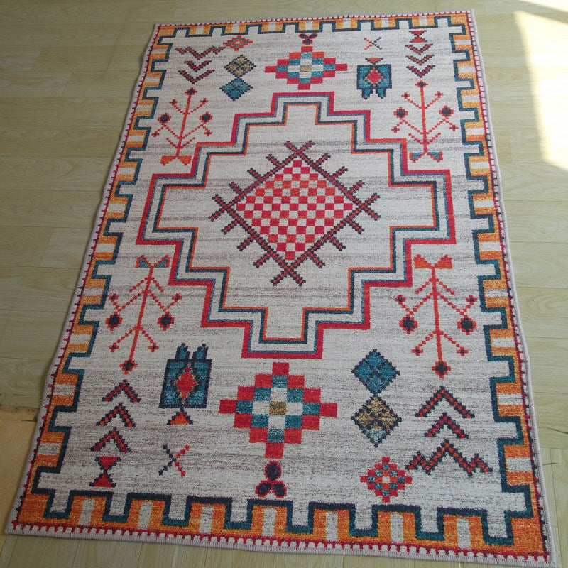 BowLift | Color back Moroccan style rug Polymer geometric pattern rug non-slip bottom machine washable stain-resistant rug for indoor use