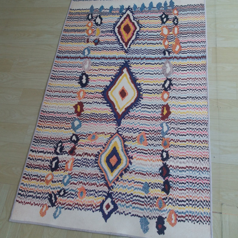 BowLift | Color back Moroccan style rug Polymer geometric pattern rug non-slip bottom machine washable stain-resistant rug for indoor use