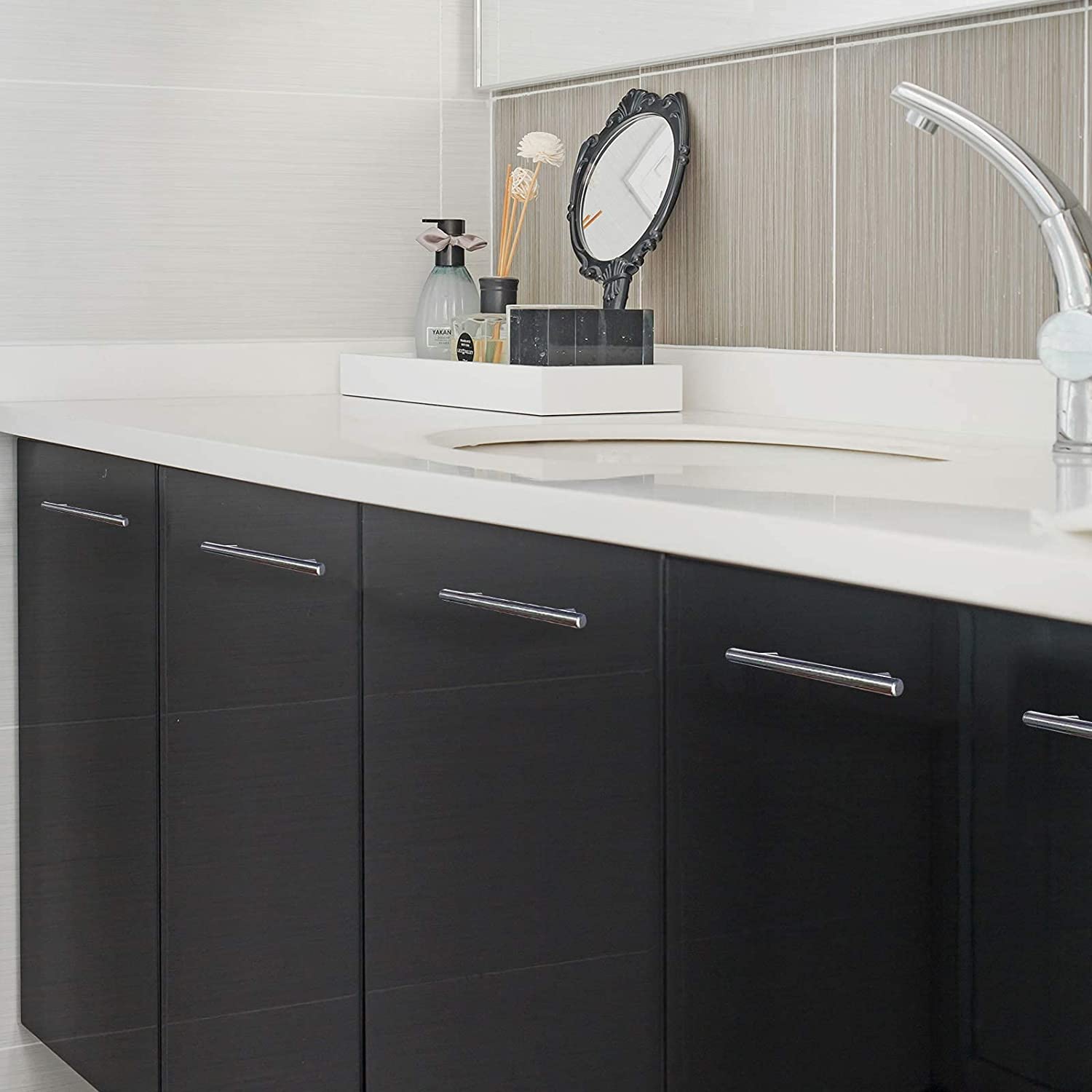 BowLift | Brushed Nickel Modern Stainless Steel Drawer Hardware T-Bar Handles