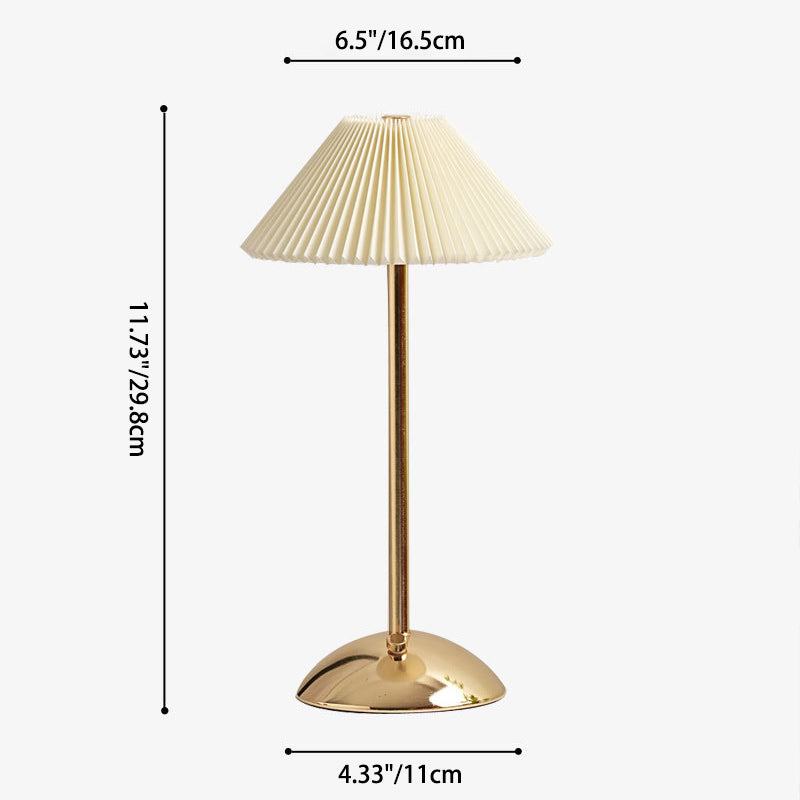 BowLift | Contemporary Scandinavian rechargeable iron fabric cone pleated LED table lamp for bedside
