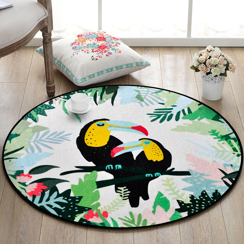 BowLift | Beautiful Kids Rug Multi Color Animal and Botanical Pattern Rug Pet Friendly Washable Non-Slip Rug for Playroom