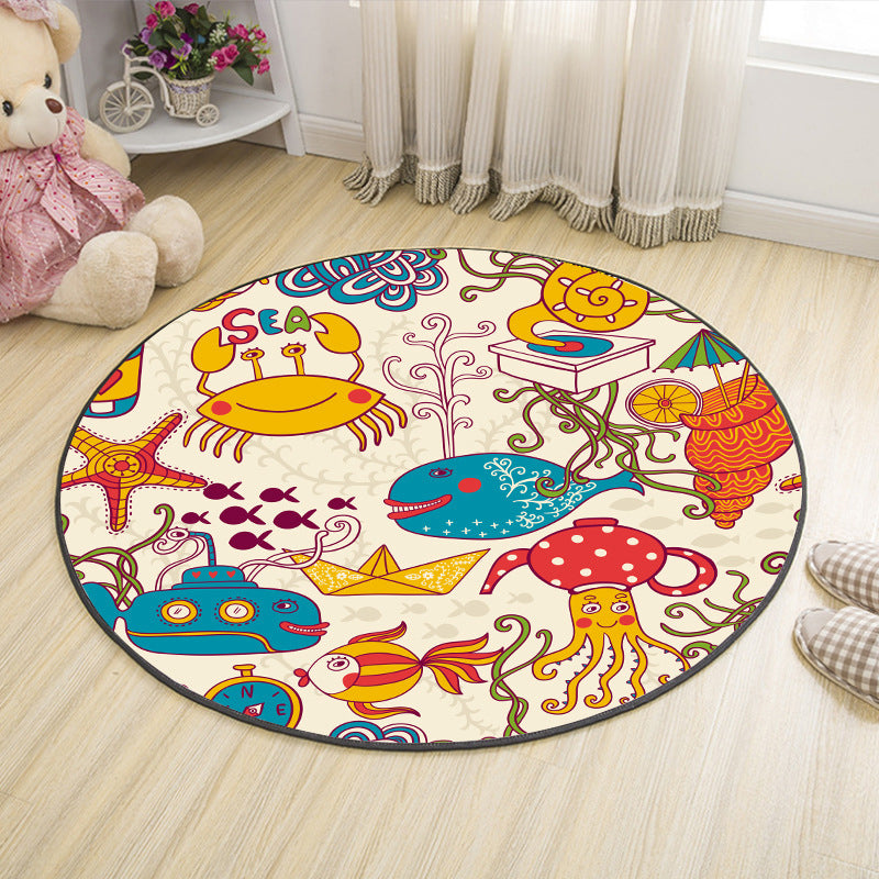 BowLift | Shaded Cartoon Indoor Rug Multicolored Animal Print Rug Machine Washable Stain Resistant Non-Slip Rug for the Children's Room