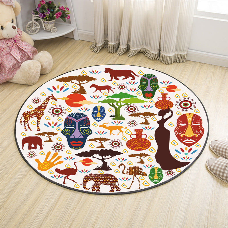 BowLift | Shaded Cartoon Indoor Rug Multicolored Animal Print Rug Machine Washable Stain Resistant Non-Slip Rug for the Children's Room