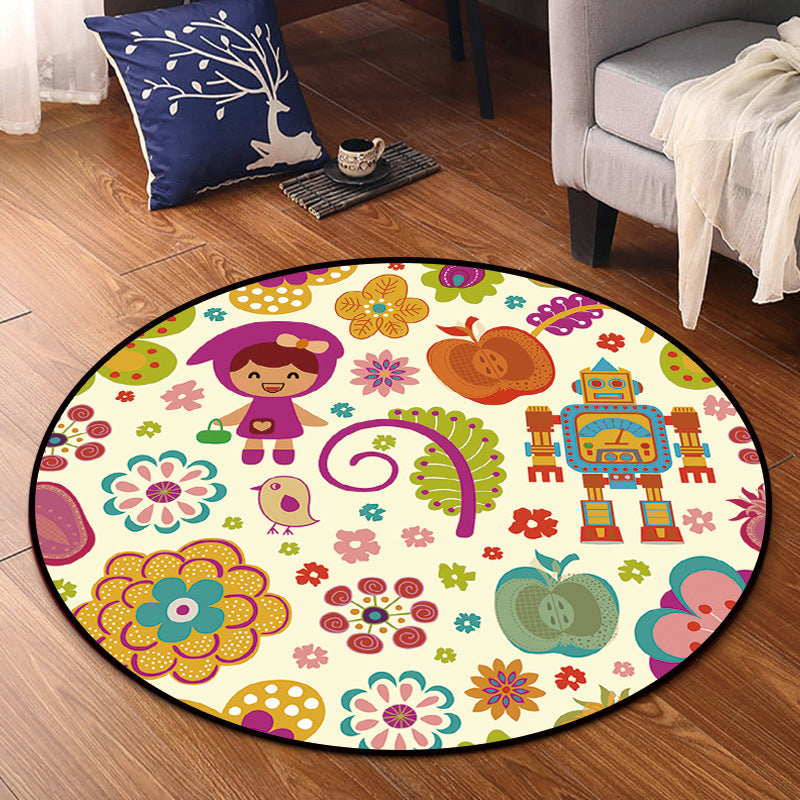 BowLift | Cartoon Kids Room Rug Multicolored Polypropylene Rug Pet Friendly Non-Slip Washable Rug
