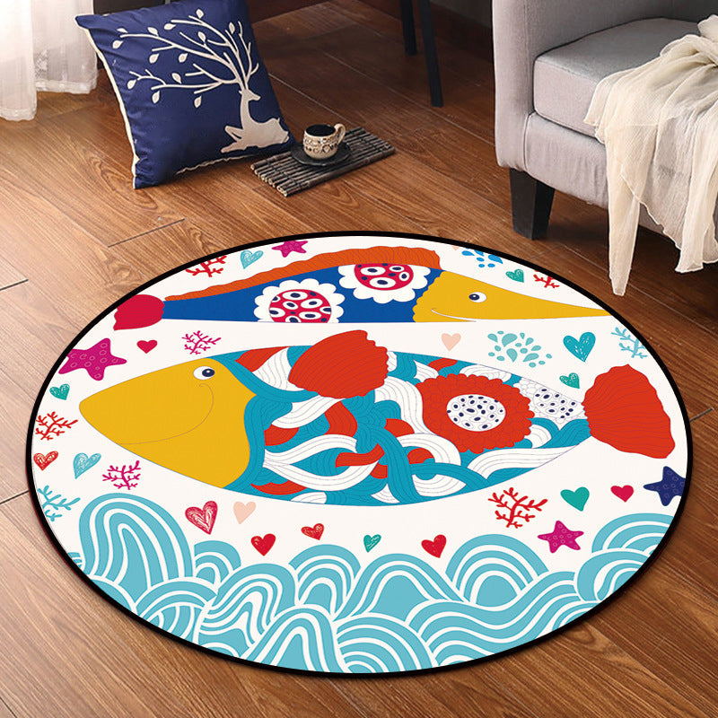 BowLift | Cartoon Kids Room Rug Multicolored Polypropylene Rug Pet Friendly Non-Slip Washable Rug