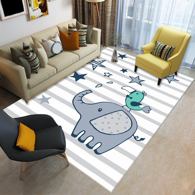 BowLift | Childly Multicolored Cartoon Rug Polypropylene Animal Print Rug Non-Slip Stain Resistant Pet Friendly Rug for the Children’s Room