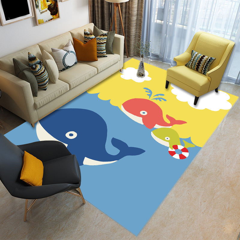BowLift | Childly Multicolored Cartoon Rug Polypropylene Animal Print Rug Non-Slip Stain Resistant Pet Friendly Rug for the Children’s Room