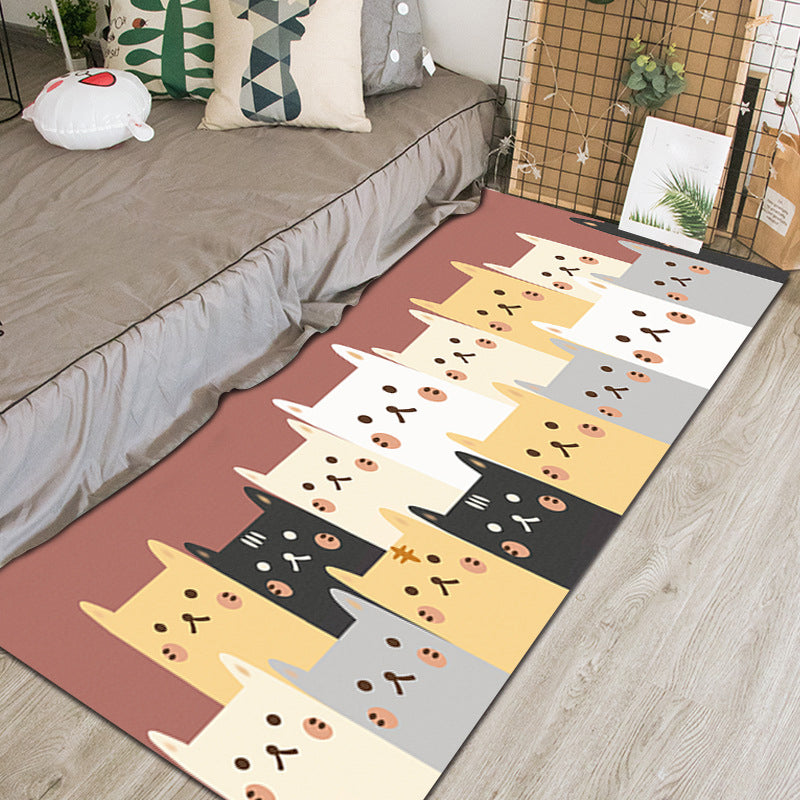 BowLift | Chic Animal Pattern Indoor Rug Multifunctional Cartoon Carpet Synthetic Non-Slip Pet Friendly Washable Rug for Preschool