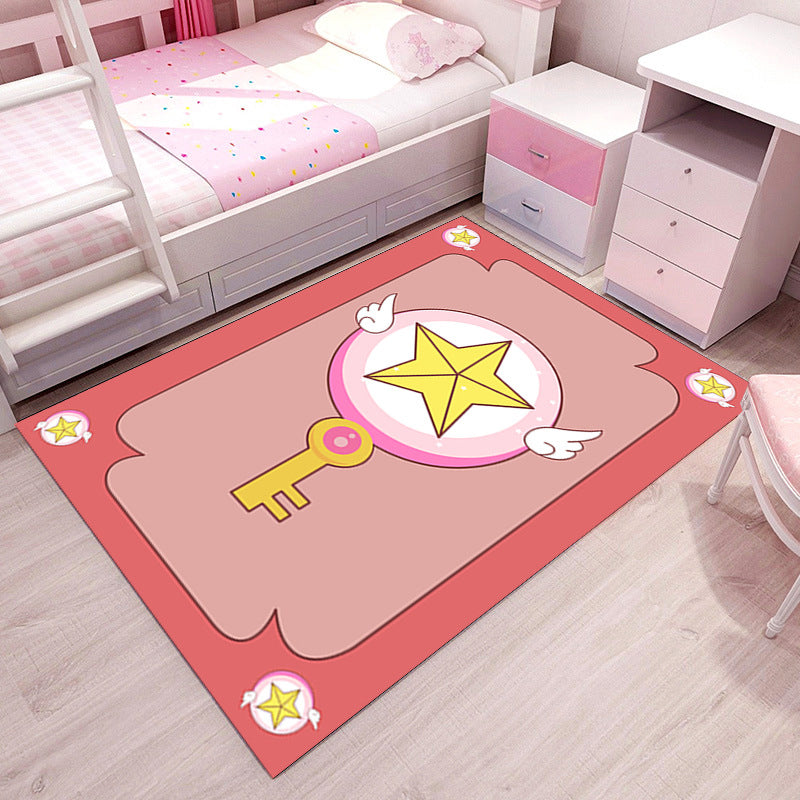 BowLift | Girlish Pattern Carpet Multicolor Children Carpet Polyester Non-slip Back Stain-resistant Washable Rug for Bedroom