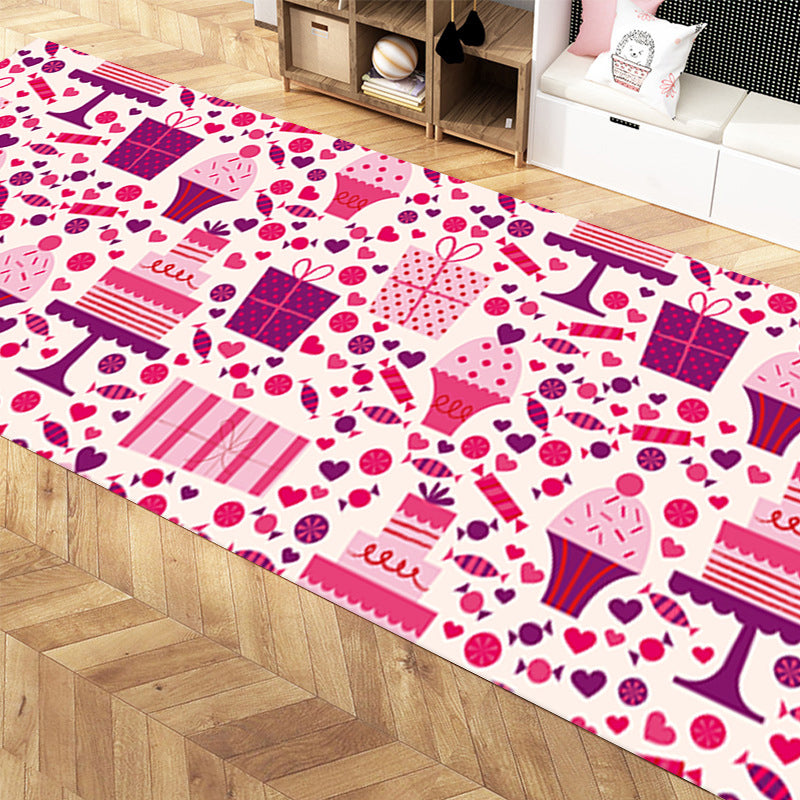 BowLift | Girlish Pattern Carpet Multicolor Children Carpet Polyester Non-slip Back Stain-resistant Washable Rug for Bedroom