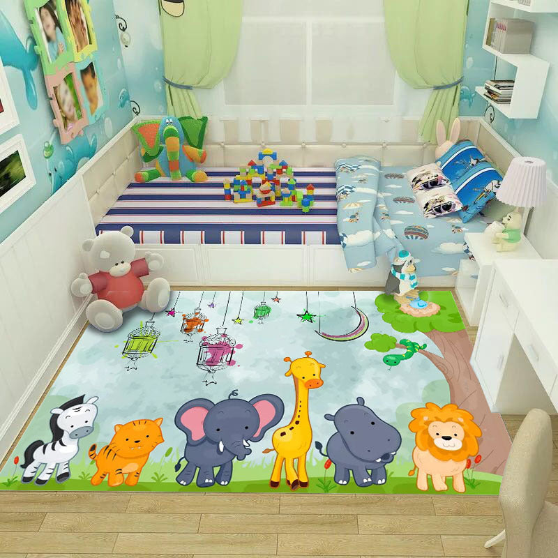 BowLift | Shaded Multicolor Kids Carpet Polypropylene Cartoon Carpet Pet Friendly Non-Slip Stain Resistant Carpet for Kids' Room