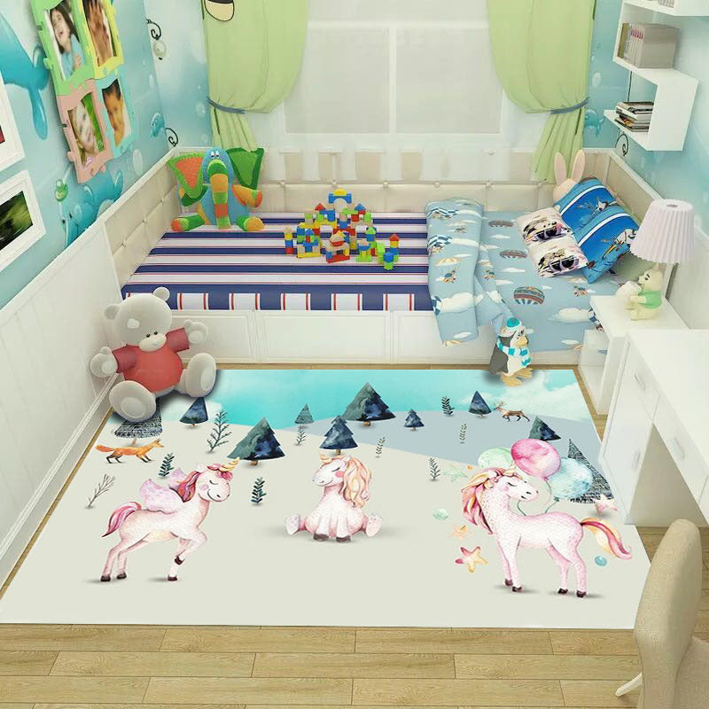 BowLift | Shaded Multicolor Kids Carpet Polypropylene Cartoon Carpet Pet Friendly Non-Slip Stain Resistant Carpet for Kids' Room