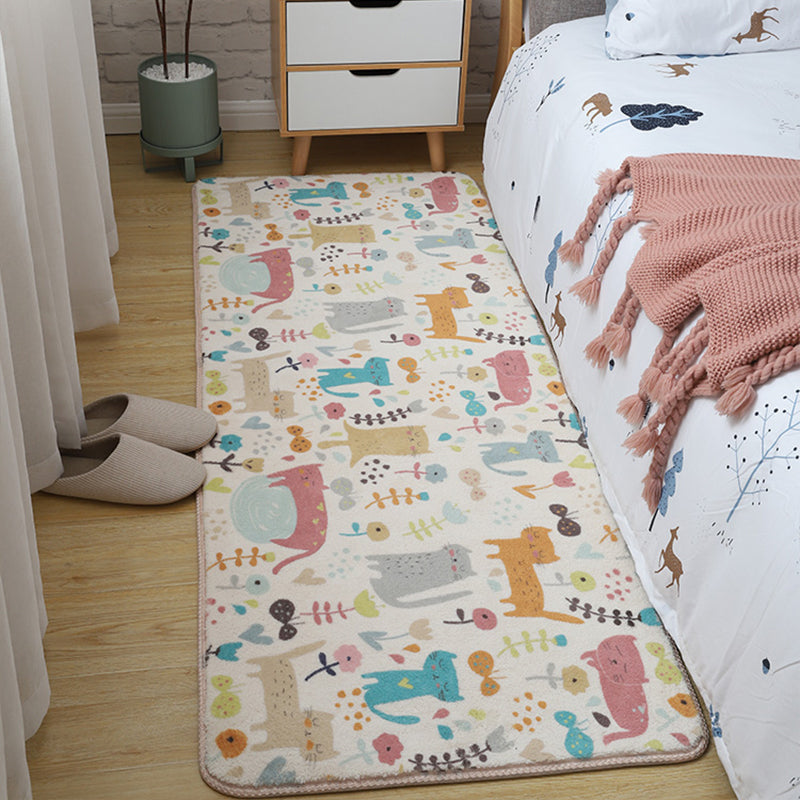BowLift | Children's Room Rug Multicolored Animal Sketches Rug Cotton Machine Washable Rug