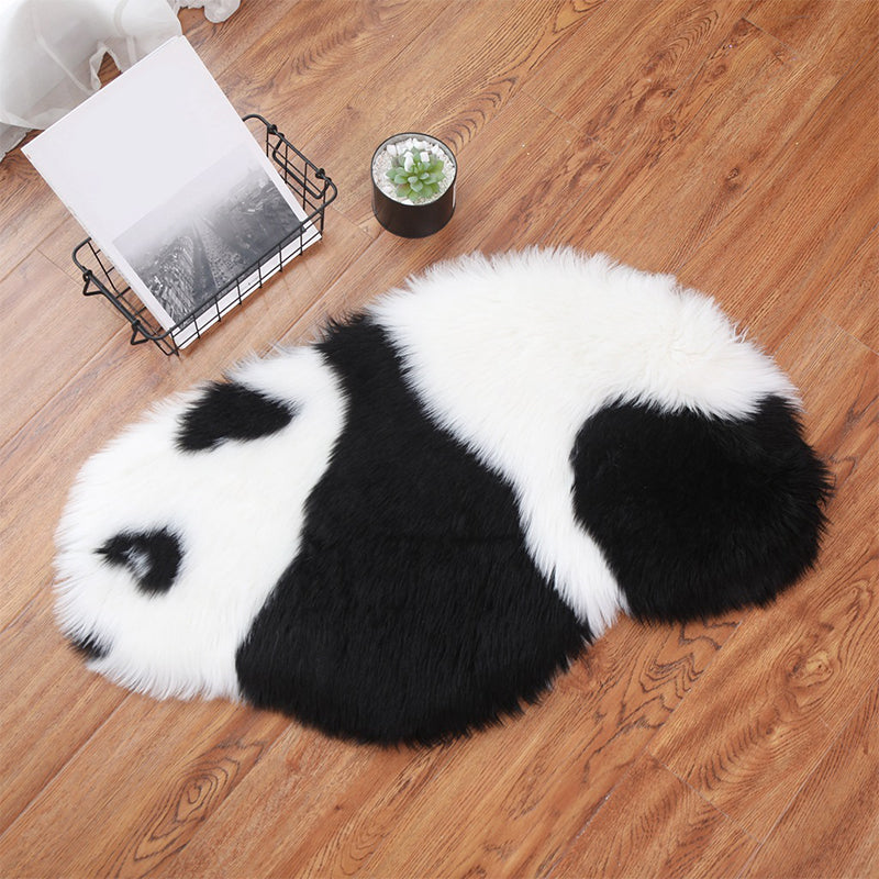 BowLift | Cute Panda Print Rug Black and White Kids Rug Polyester Stain Resistant Machine Washable Non-Slip Backing Carpet for Bedroom