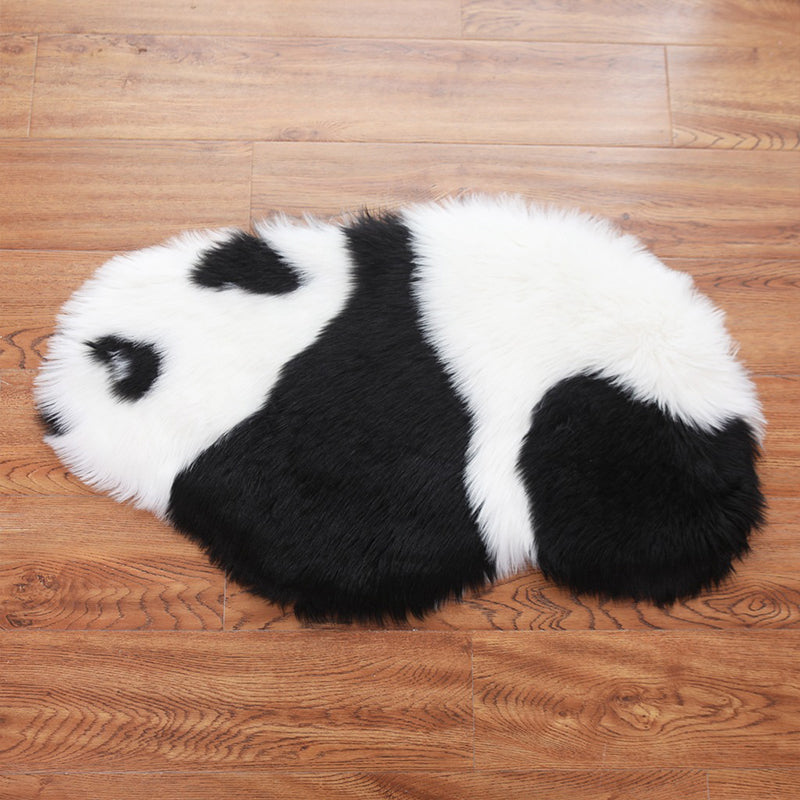 BowLift | Cute Panda Print Rug Black and White Kids Rug Polyester Stain Resistant Machine Washable Non-Slip Backing Carpet for Bedroom