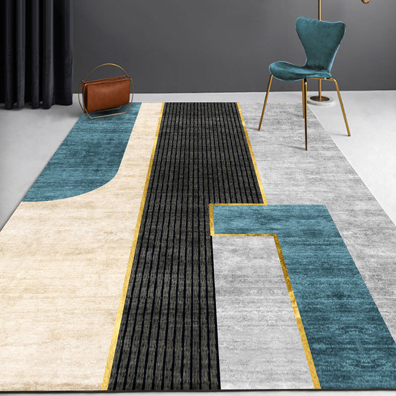BowLift | Decorative Color Block Rug Multicolor Simple Rug Synthetic Non-Slip Pet Friendly Stain Resistant Rug for Home