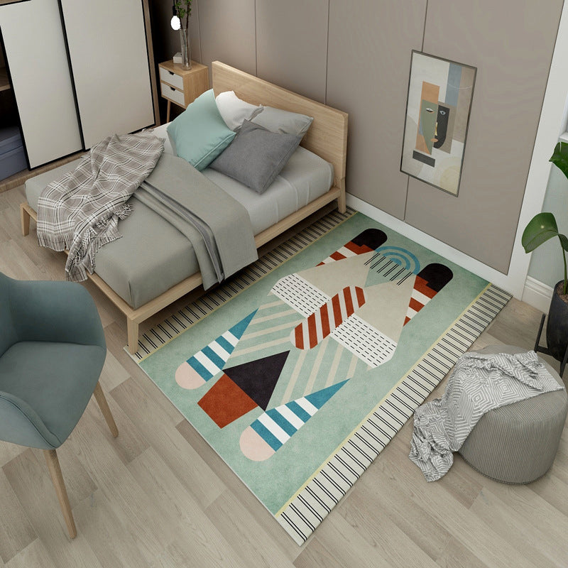 BowLift | Aesthetics Mid-Century Carpet Multicolored Geometric Carpet Stain Resistant Non-Slip Machine Washable Carpet for Living Room