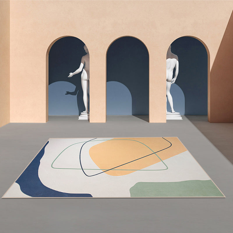 BowLift | Chic Nordic Indoor Carpet Multicolor Curved Lines Art Geometric Carpet Stain Resistant Non-Slip Machine Washable Carpet for Home