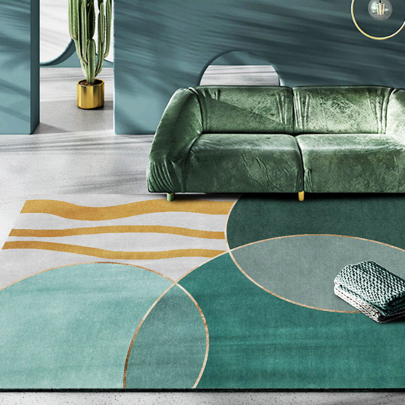 BowLift | Retro Abstract Line Art Rug Multicolored Mid-Century Rug Synthetic Washable Stain Resistant Non-Slip Rug for the Living Room