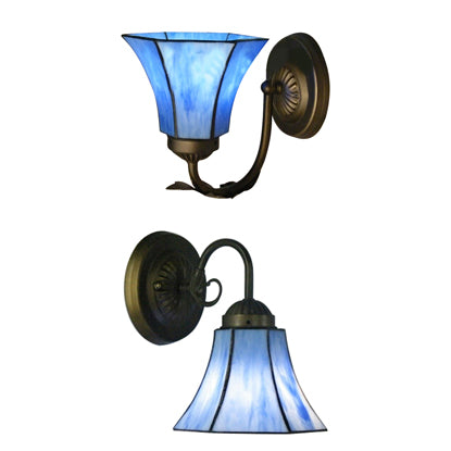 BowLift | Blue Glass Bell Wall Lamp with Goose Head 1 Light Vintage Indoor Wall Lighting