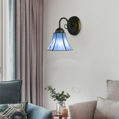 BowLift | Blue Glass Bell Wall Lamp with Goose Head 1 Light Vintage Indoor Wall Lighting