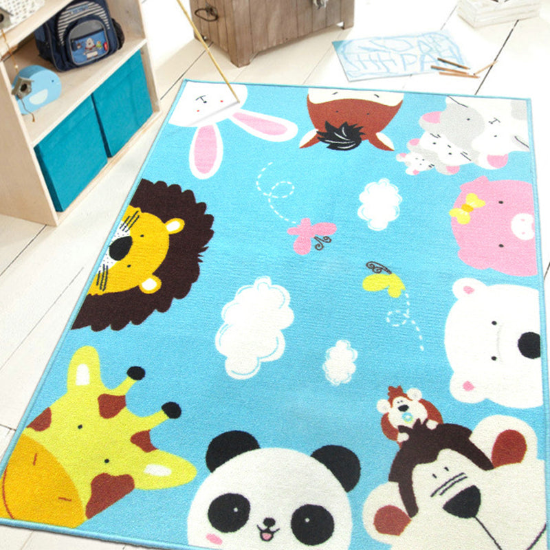 BowLift | Colorful Back for Children Multi Color Animal Pattern Carpet Synthetic Stain Resistant Non-Slip Back Machine Washable Carpet for Preschool