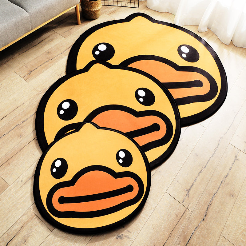 BowLift | Yellow Duck Pattern Carpet Cotton Cartoon Area Rug Non-Slip Back Floor Mat for Kids Room