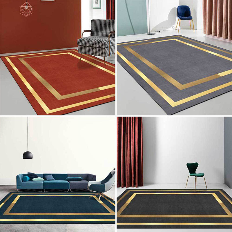 BowLift | Glam Gold Frame Rug Multicolored Minimalist Rug Polyester Non-slip Pet-friendly Stain-resistant Rug for Room