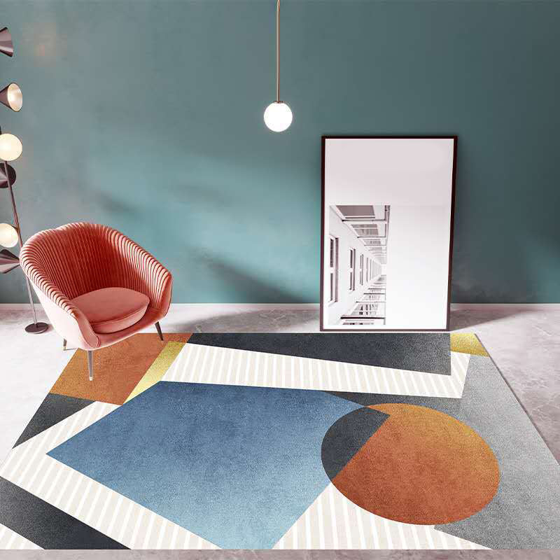 BowLift | Multicolor Living Room Carpet Mid-Century Geometric Carpet Polyester Washable Non-Slip Pet-Friendly Carpet