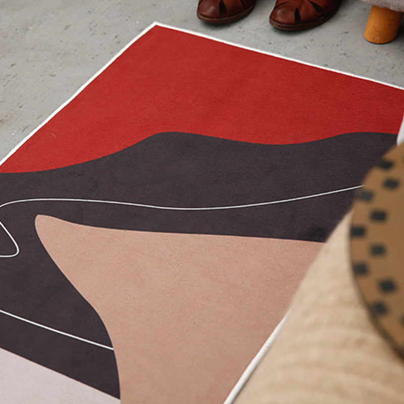 BowLift | Artistic Sunrise Landscape Pattern Rug Black Modern Rug Synthetic Non-Slip Backing Washable Pet Friendly Carpet for Bedroom