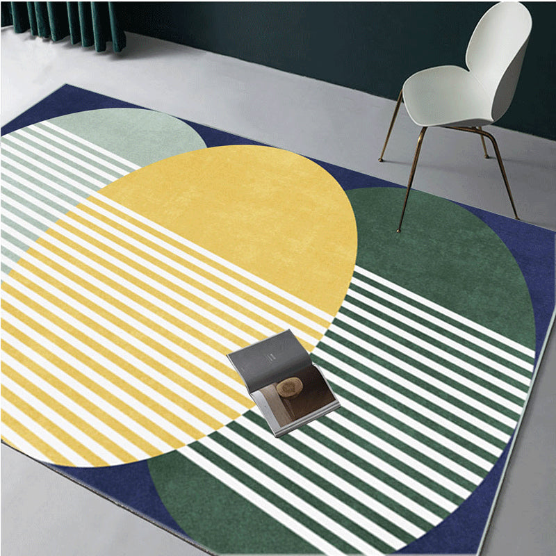 BowLift | Classic Multicolor Geometric Rug Synthetic Mid-Century Rug Non-Slip Back Stain-Resistant Machine Washable Rug for Home Decor