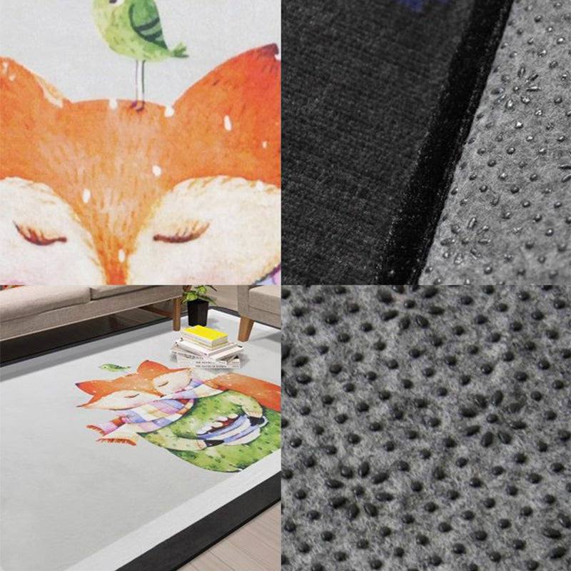 BowLift | Cartoon Animal Gentleman Rug Multicolor Polypropylene Rug Washable Pet Friendly Non-Slip Underlay Rug for Living Room