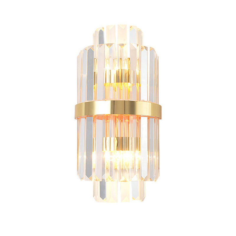 BowLift | Shadow Wall Light Simplicity Crystal Rod 2 Bulbs Living Room Wall Mount Light in Gold