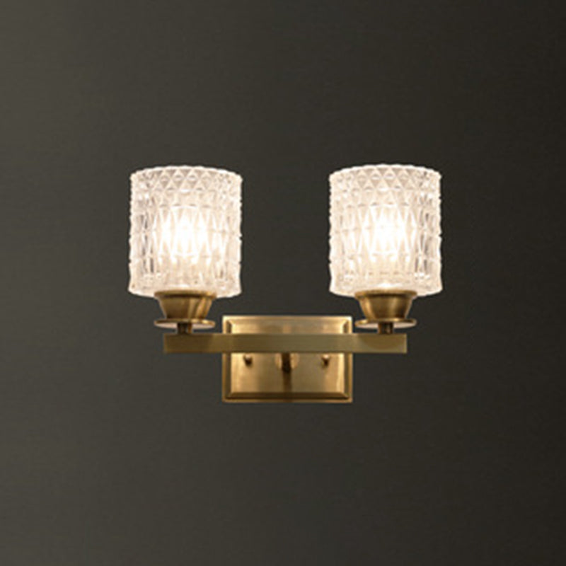 BowLift | Cylinder-shaped Wall Light Modern Grid Glass Brass Wall Lighting for Corridor