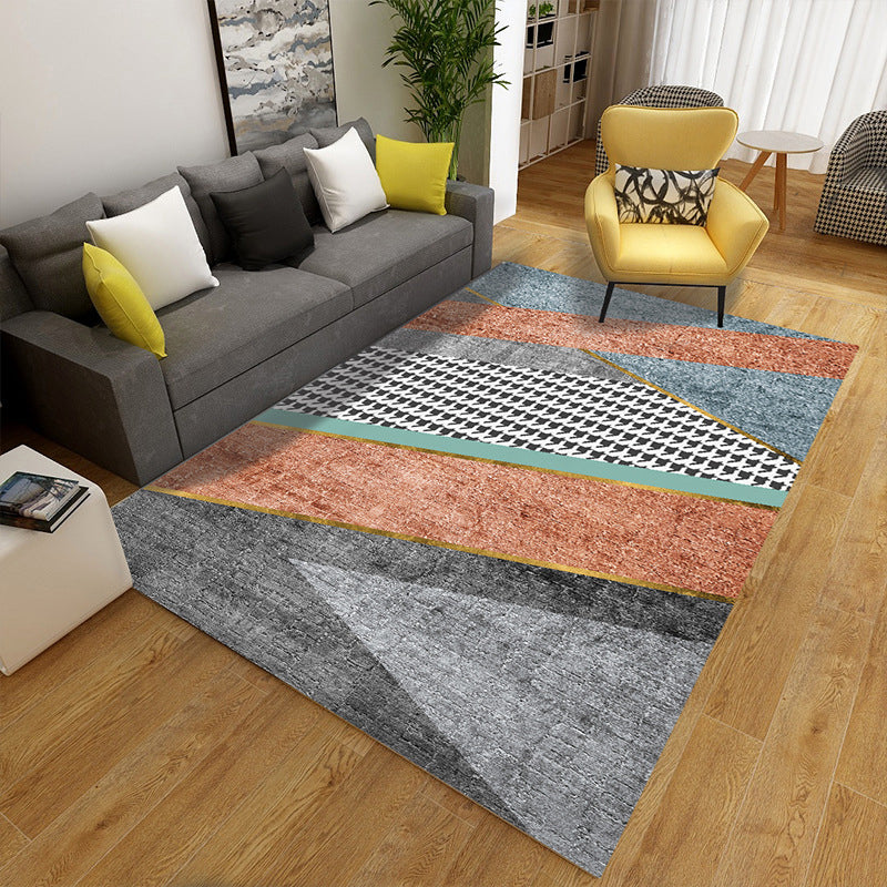 BowLift | Decorative Multicolor Pattern Rug Polyester Nordic Style Rug Non-Slip Stain-Resistant Washable Rug for Room