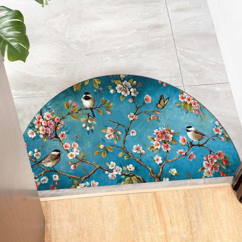 BowLift | Chinoiserie Printed Rug Multi Colored Polypropylene Carpet Anti-Slip Back Pet Friendly Stain Resistant Rug for Door