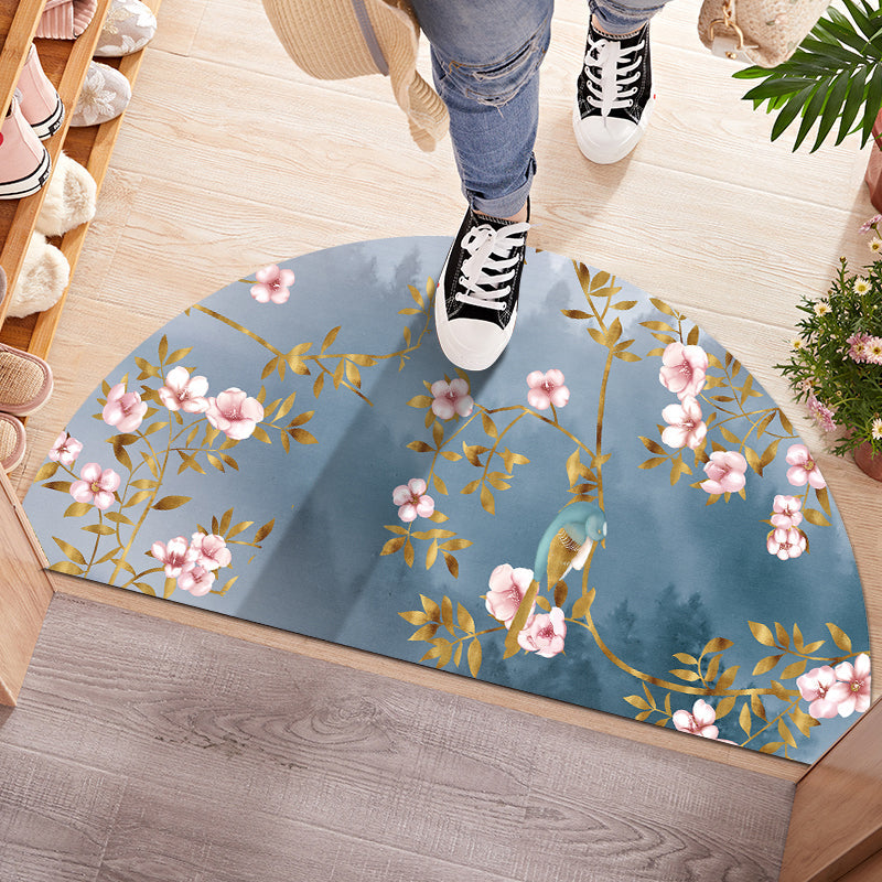 BowLift | Chinoiserie Printed Rug Multi Colored Polypropylene Carpet Anti-Slip Back Pet Friendly Stain Resistant Rug for Door