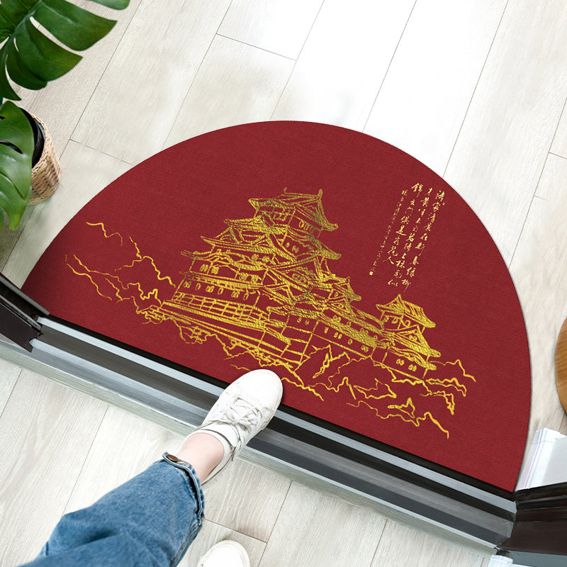 BowLift | Chinoiserie Printed Rug Multi Colored Polypropylene Carpet Anti-Slip Back Pet Friendly Stain Resistant Rug for Door