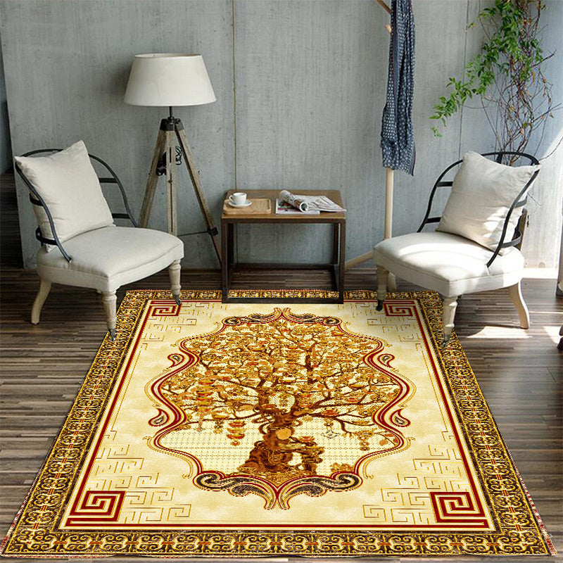 BowLift | Glamour Drawing Print Rug Multicolor Chinoiserie Rug Synthetic Pet Friendly Non-Slip Back Washable Rug for Home