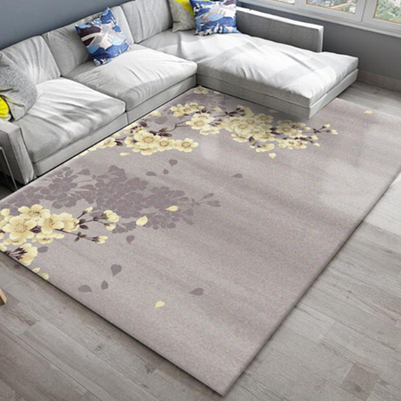BowLift | Chic Oriental Rug Polyester Flower Botanical Rug Non-slip Machine Washable Pet-friendly Carpet for Living Room