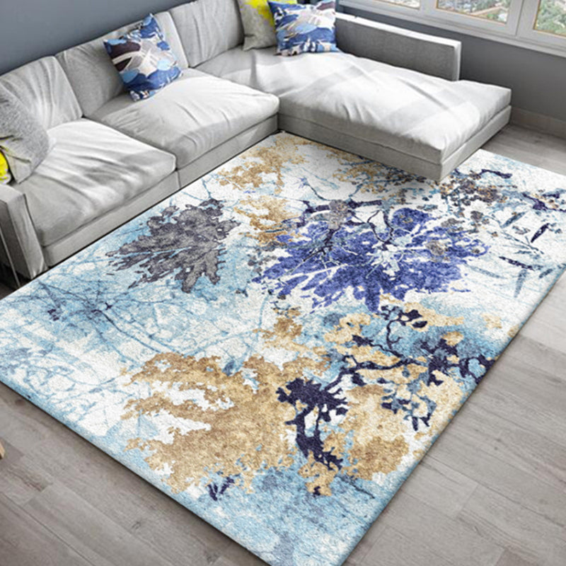 BowLift | Chic Oriental Rug Polyester Flower Botanical Rug Non-slip Machine Washable Pet-friendly Carpet for Living Room