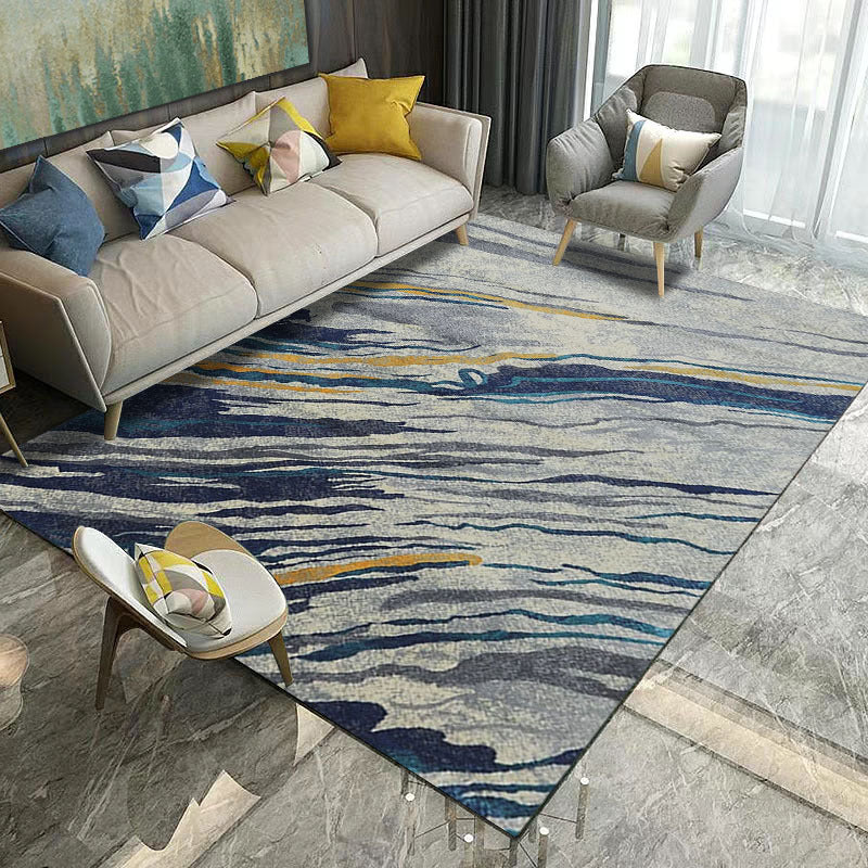 BowLift | Aesthetics Abstract Area Rug Multicolored Industrial Carpet Synthetic Non-slip Stain Resistant Machine Washable Rug for the Living Room