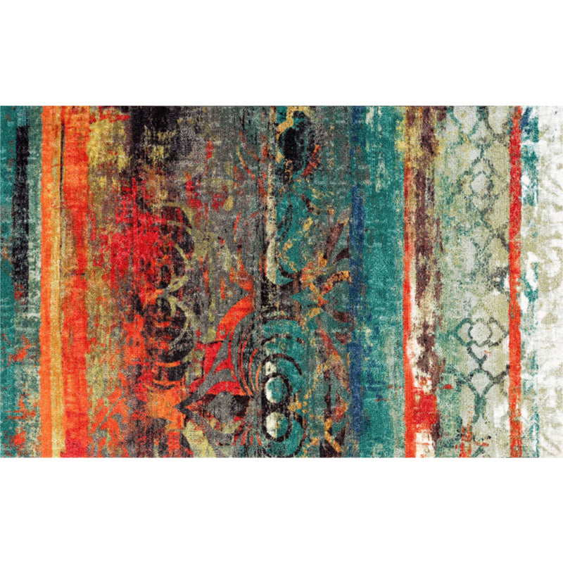 BowLift | Classic Multicolor Industrial Carpet Polyester Abstract Painting Carpet Non-Slip Back Machine Washable Stain Resistant Carpet for Lounge
